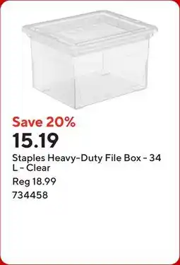 Staples Staples Heavy-Duty File Box - 34 L - Clear offer