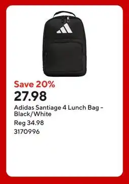Staples Adidas Santiage 4 Lunch Bag - Black/White offer