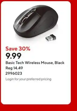 Staples Basic Tech Wireless Mouse, Black offer