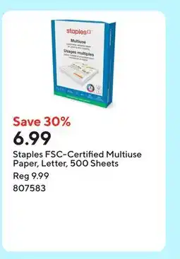 Staples Staples FSC-Certified Multiuse Paper, Letter, 500 Sheets offer