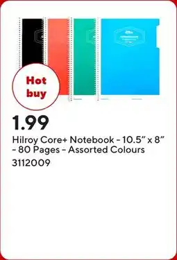 Staples Hilroy Core+ Notebook - 10.5 x 8 - 80 Pages - Assorted Colours offer