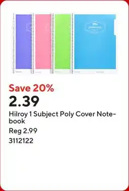 Staples Hilroy 1 Subject Poly Cover Notebook offer