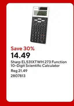 Staples Sharp EL531XTWH 273 Function 10-Digit Scientific Calculator offer