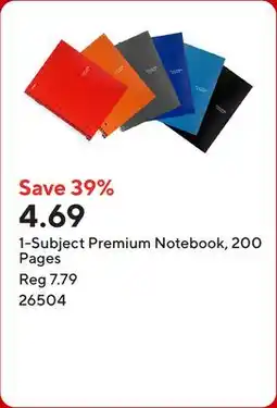 Staples 1-Subject Premium Notebook, 200 Pages offer