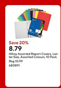 Staples Hilroy Assorted Report Covers, Letter Size, Assorted Colours offer