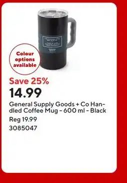 Staples General Supply Goods + Co Handled Coffee Mug - 600 ml - Black offer