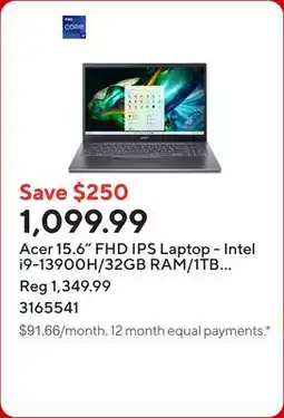 Staples Acer 15.6 FHD IPS Laptop - Intel i9-13900H/32GB RAM/1TB SSD/Windows 11 offer