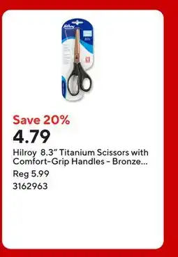 Staples Hilroy 8.3 Titanium Scissors with Comfort-Grip Handles - Bronze Blades offer
