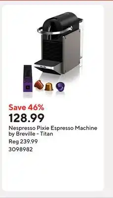 Staples Nespresso Pixie Espresso Machine by Breville - Titan offer
