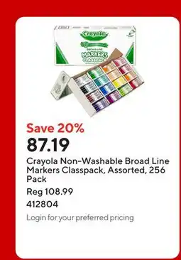 Staples Crayola Non-Washable Broad Line Markers Classpack, Assorted offer