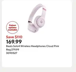 Staples Beats Solo4 Wireless Headphones Cloud Pink offer