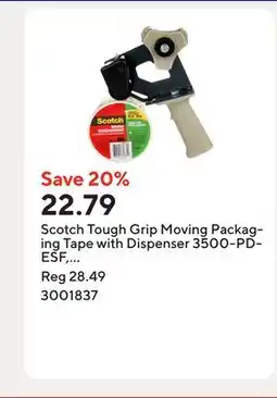 Staples Scotch Tough Grip Moving Packaging Tape with Dispenser 3500-PD-ESF, 1.88 in x 54.6 yd (48 mm x 50 m) offer