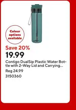 Staples Contigo DualSip Plastic Water Bottle with 2-Way Lid and Carrying Strap - 28 oz (828 ml) offer