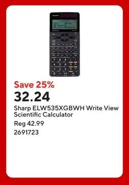 Staples Sharp ELW535XGBWH Write View Scientific Calculator offer