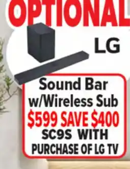 2001 Audio Video SC9S LG Sound Bar w/Wireless Sub WITH PURCHASE OF LG TV offer
