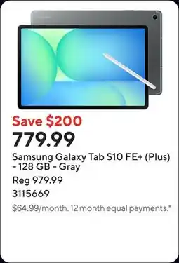 Staples Samsung Galaxy Tab S10 FE+ (Plus) - 128 GB - Gray offer