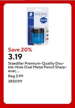 Staples Staedtler Premium-Quality Double-Hole Oval Metal Pencil Sharpener, Assorted Colours offer