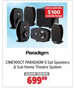 2001 Audio Video CINE100CT PARADIGM 5 Sat Speakers & Sub Home Theatre System offer