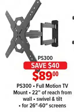 2001 Audio Video PS300 Kanto Full Motion TV Mount offer