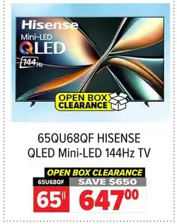 2001 Audio Video 65QU68QF HISENSE QLED Mini-LED 144Hz TV offer