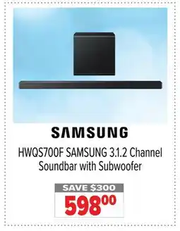 2001 Audio Video HWQS700F SAMSUNG 3.1.2 Channel Soundbar with Subwoofer offer