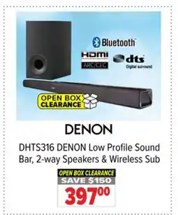 2001 Audio Video DHTS316 DENON Low Profile Sound Bar, 2-way Speakers & Wireless Sub offer