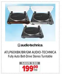 2001 Audio Video ATLP60XBK Audio Technica BR GM AUDIO TECHNICA Fully Auto Belt Drive Stereo Turntable offer