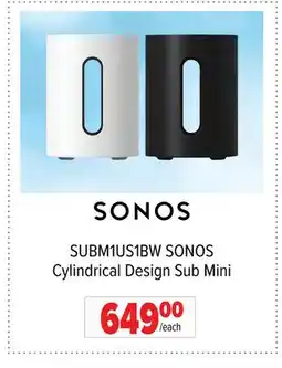 2001 Audio Video SUBM1US1BW SONOS Cylindrical Design Sub Mini offer