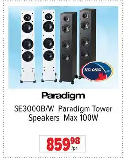 2001 Audio Video SE3000B/W Paradigm Tower Speakers Max 100W offer