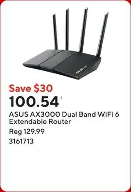 Staples ASUS AX3000 Dual Band WiFi 6 Extendable Router offer