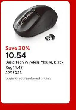 Staples Basic Tech Wireless Mouse, Black offer