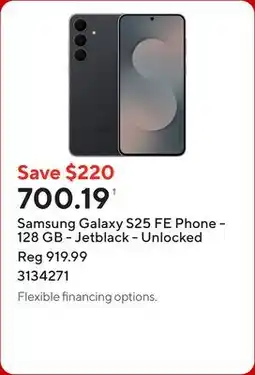 Staples Samsung Galaxy S25 FE Phone - 128 GB - Jetblack - Unlocked offer