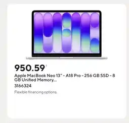 Staples Apple MacBook Neo 13 - A18 Pro - 256 GB SSD - 8 GB Unified Memory - Silver - French offer