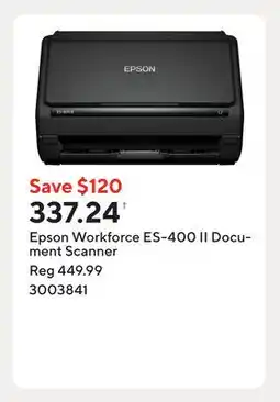 Staples Epson Workforce ES-400 II Document Scanner offer