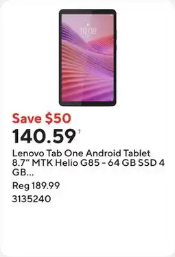Staples Lenovo Tab One Android Tablet 8.7 MTK Helio G85 - 64 GB SSD 4 GB RAM with Folio Case - Luna Grey offer