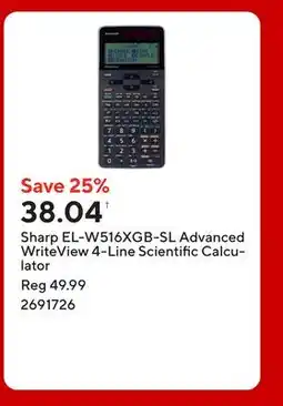 Staples Sharp EL-W516XGB-SL Advanced WriteView 4-Line Scientific Calculator offer