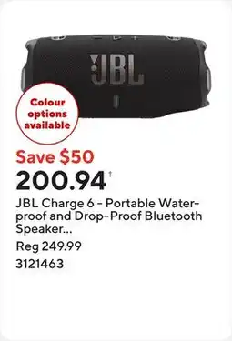 Staples JBL Charge 6 - Portable Waterproof and Drop-Proof Bluetooth Speaker - Black offer