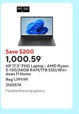 Staples HP 17.3 FHD Laptop - AMD Ryzen 5-130/24GB RAM/1TB SSD/Windows 11 Home offer