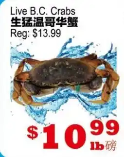 Yuan Ming Supermarket Live B.C. Crabs offer