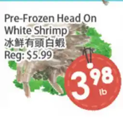 Fresh Palace Supermarket Pre-Frozen Head On White Shrimp offer