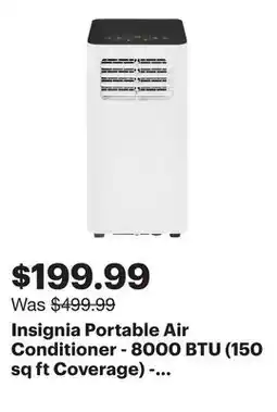 Best Buy Insignia Portable Air Conditioner - 8000 BTU (150 sq ft Coverage) - Remote - White/Black offer
