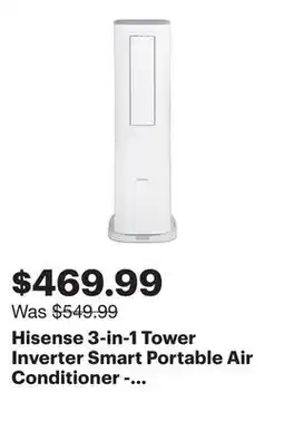 Best Buy Hisense 3-in-1 Tower Inverter Smart Portable Air Conditioner - 10000 BTU - White offer