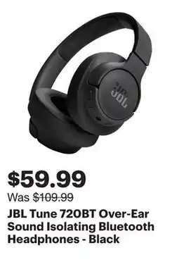 Best Buy JBL Tune 720BT Over-Ear Sound Isolating Bluetooth Headphones - Black offer