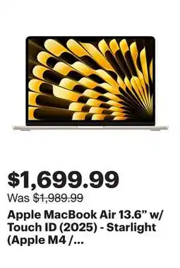 Best Buy Apple MacBook Air 13.6 w/ Touch ID (2025) - Starlight (Apple M4 / 24GB RAM / 512GB SSD) - English offer