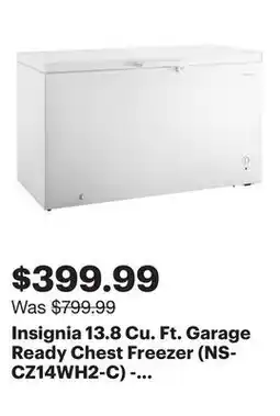 Best Buy Insignia 13.8 Cu. Ft. Garage Ready Chest Freezer (NS-CZ14WH2-C) - White - Only at Best Buy offer
