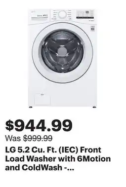 Best Buy LG 5.2 Cu. Ft. (IEC) Front Load Washer with 6Motion and ColdWash - Energy Star (WM3400CW) - White offer