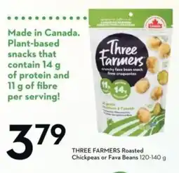 Sobeys THREE FARMERS Roasted Chickpeas or Fava Beans offer