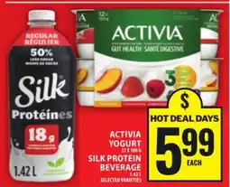 Food Basics ACTIVIA YOGURT 12 X 100 G, SILK PROTEIN BEVERAGE 1.42 L offer