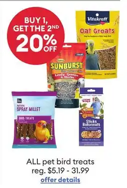 Petsmart ALL pet bird treats offer