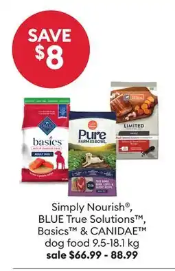 Petsmart Simply Nourish , BLUE True Solutions , Basics & CANIDAE dog food offer